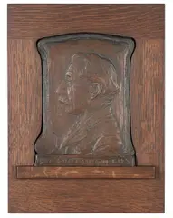 Julia Bracken Wendt, Portrait relief of René T. de Quélin, circa 1909, bronze with dark brown patina