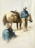 Melvin Warren, Trail Riders, 1973, pastel on paper