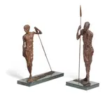 Jonathan Kenworthy, Masai at Rest; Samburu Warrior (a group of two), both bronze with brown patina