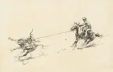 Edward Borein, Four Cowboys; Studies of Six Mounted Cowboys; and Roping a Steer (a group of three)