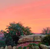 Wilson Hurley, Red Sky Study from Roman Nose State Park, Oklahoma, oil on canvas laid down on panel