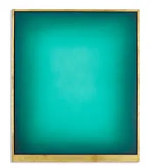 Untitled by Eric Orr, oil on canvas with gold leafed lead on panel, sold Oct 2017