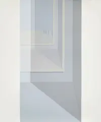 Helen Lundeberg, Grey Interior II, 1979, acrylic on canvas