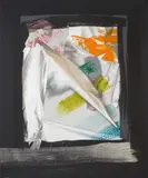 Larry Bell, Mirage Study #3, 1988, aluminum, silicon monoxide and acrylic on canvas