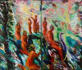 Carlos Almaraz, The Emerging Daughter or the Black Swan, 1984, oil on canvas (diptych)