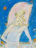 Lee Mullican, Tribal Head, 1989, oil, acrylic and graphite on canvas