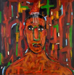 Gronk, Untitled, 2013, oil and oil pastel on panel