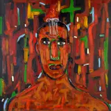 Gronk, Untitled, 2013, oil and oil pastel on panel