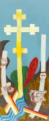 Crucifixion by Charles Garabedian, 1985, acrylic on paper, sold Oct 2017