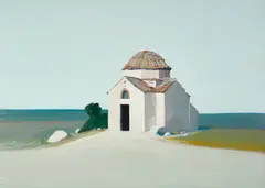 Gregory Kondos, Byzantine Church, 1974, oil on canvas