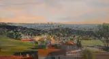 View of Downtown L.A. from Beachwood Canyon by Larry Cohen, 2007, oil on canvas, sold Oct 2017