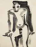 David Park, Untitled, circa 1957, ink wash on paper