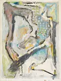 Jean-Pierre Pincemin, Untitled, 1985, oil and graphite on paper laid on canvas