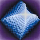 Jean-Pierre Yvaral, Structure Pyramidale Bleu-Violet, 1975-77, acrylic on canvas