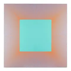 Aqua Square by Richard Anuszkiewicz, 1977-2016, acrylic on canvas, sold Oct 2017