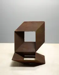 Untitled (Two Cubes) by Charles Ginnever, weathered steel, sold Oct 2017