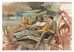 People on Park Bench by Richard Estes, circa 1964, oil on canvas, offered Oct 2017