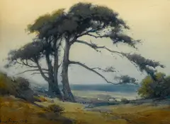 Monterey Peninsula by Percy Gray, 1918, watercolor and graphite on paper affixed to board, sold Nov 2016