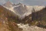 Thomas Hill, Sir Donald Peak and Selkirk Glacier, Canada, oil on paperboard affixed to board