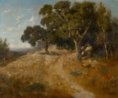 Path through California oaks by William Keith, 1889, oil, offered Nov 2016