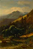 William Keith, A pastoral view of Mount Tamalpais with cows watering, oil on canvas