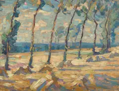 Joseph Raphael, Poplars, oil on canvas