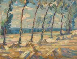 Joseph Raphael, Poplars, oil on canvas