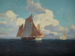 Edgar Alwin Payne, The Fleet Returning at Day's End, oil on canvas
