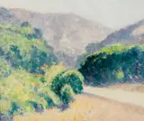 William Clapp, Spring landscape, oil on masonite
