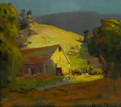 Barn in the hills (double-sided) by Selden Connor Gile, 1916, oil on panel, sold Nov 2016