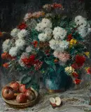 Géza Kende, Still life with Apples and Chrysanthemums, 1951, oil on canvas