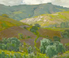 Plowed Fields by William Wendt, oil on canvas, sold Nov 2016