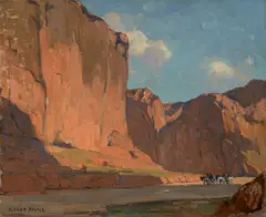 Edgar Alwin Payne, Riders passing through the canyon, oil on canvas
