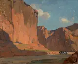 Riders passing through the canyon by Edgar Alwin Payne, oil on canvas, sold Nov 2016