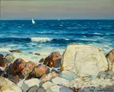 Sunlit shore, La Jolla by Alfred R. Mitchell, oil on board, sold Nov 2016