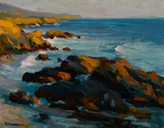 South Laguna view by Jean Mannheim, oil on canvas board, sold Nov 2016