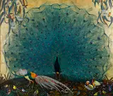 Jessie Arms Botke, Beau Brummels, oil and gold leaf on linen mounted to panel