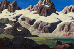 Grand Tetons by Conrad Buff, oil on masonite, sold Nov 2016