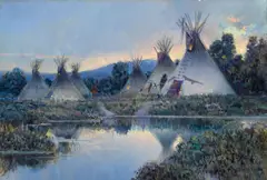 Joseph de Yong, Encampment at twilight, 1923, oil on canvas