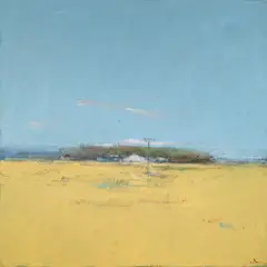 White Barn and Mustard by Terry DeLapp, acrylic on canvas, sold Nov 2016