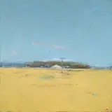 Terry DeLapp, White Barn and Mustard, acrylic on canvas