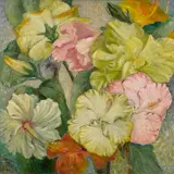 Shirley Marie Russell, Hibiscus Floral, Hawaii, oil on canvas