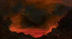 Jules Tavernier, Kilauea at night, 1887, oil on canvas