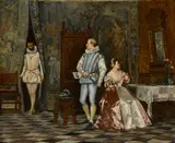 Manuel Garay Arévalo, Les amants surpris, oil on canvas