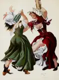Georges Wakhévitch, Mrs. Coaxer and Mrs. Tawdry, from The Beggar's Opera, oil on paper