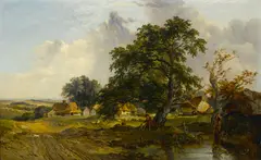 Henry John Boddington, The village pond, oil on canvas