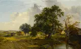 Henry John Boddington, The village pond, oil on canvas
