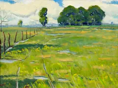 Arthur Hill Gilbert, Spring meadow (Nature's hope), oil on canvas board