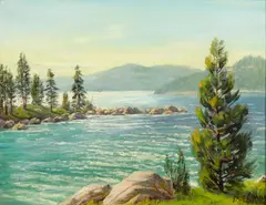 Paul A. Grimm, Mount Whitney, High Sierras; Lake Arrowhead (group of 2), first oil on paper affixed to board; second oil on paper