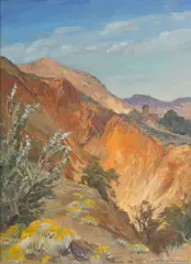 Albert Sheldon Pennoyer, Glory Hole, Virginia City, Gould and Curry Mine, oil on board